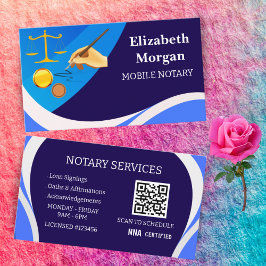 Mobile Notary Business Cards-Modern Legal QR Code 名刺