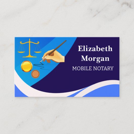 Mobile Notary Business Cards-Modern Legal QR Code 名刺 (正面)