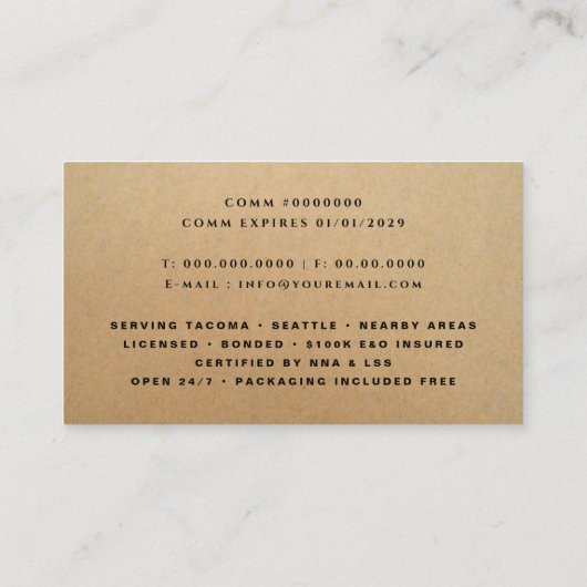 Mobile Notary House Logo Kraft 名刺 (裏面)