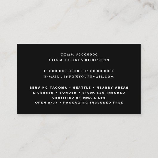 Mobile Notary Monogram Simple Business Card 名刺 (裏面)