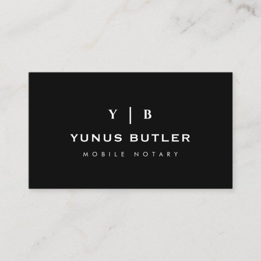 Mobile Notary Monogram Simple Business Card 名刺 (正面)