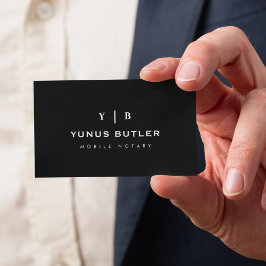 Mobile Notary Monogram Simple Business Card 名刺