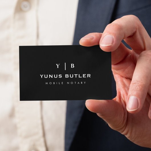 Mobile Notary Monogram Simple Business Card 名刺