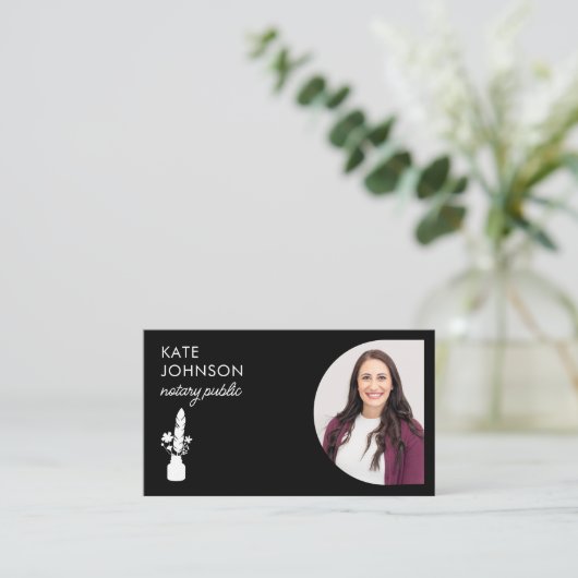 Mobile Notary Public Photo Botanical Quill Logo 名刺 (スタンド正面)