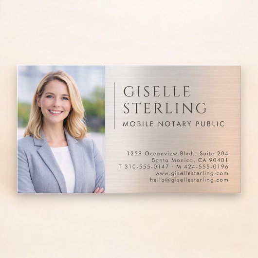 Mobile Notary Public Photo Brushed Metal 名刺