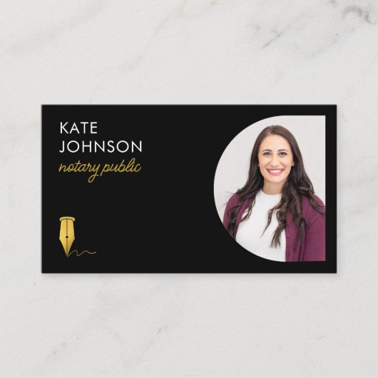 Mobile Notary Public Photo QR Code Gold Logo 名刺 (正面)