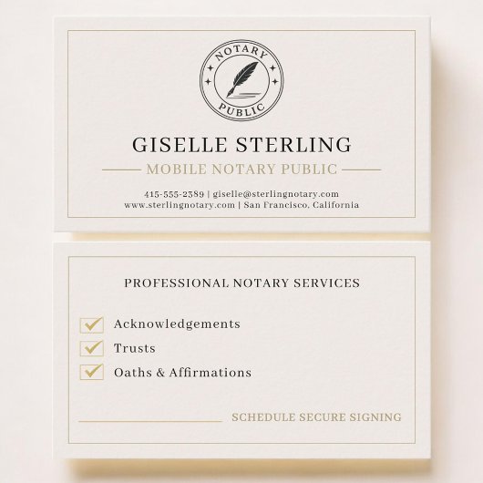 Mobile Notary Public Professional 名刺