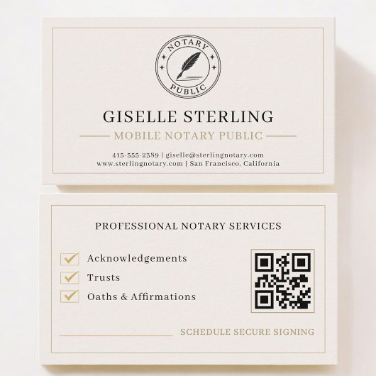 Mobile Notary Public QR Code Professional 名刺