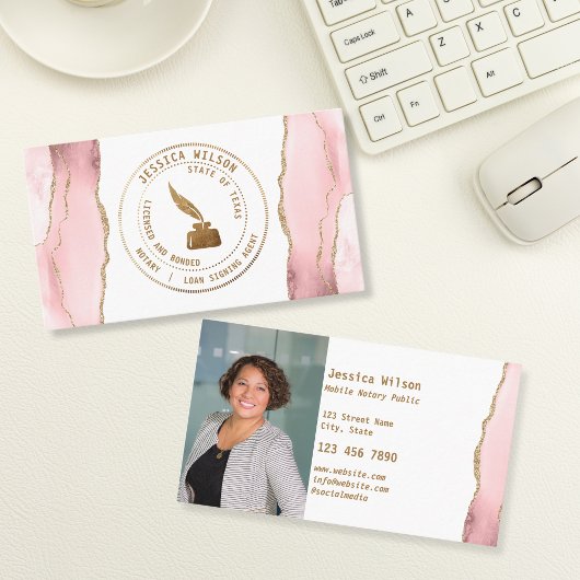 Mobile Notary Public Stamp Logo Loan Signing Photo 名刺