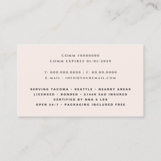 Mobile Notary Service Photo Business Card 名刺 (裏面)