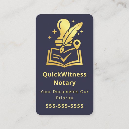 Mobile Notary Signing Agent Luxury Navy Gold 名刺 (正面)