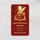Mobile Notary Signing Agent Luxury Red Gold 名刺 (正面)