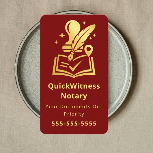 Mobile Notary Signing Agent Luxury Red Gold 名刺