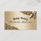 Mobile Notary Signing Agent Modern Gold Leopard 名刺 (正面)