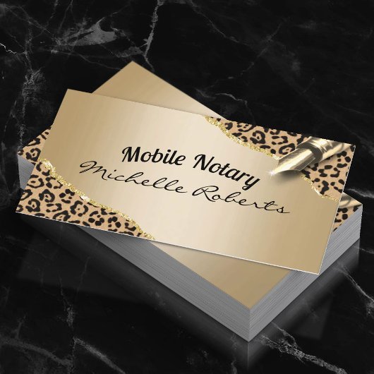 Mobile Notary Signing Agent Modern Gold Leopard 名刺