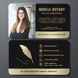 Mobile Notary Signing Agent Photo Black & Gold 名刺
