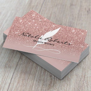 Mobile Notary Signing Agent Rose Gold Quill 名刺