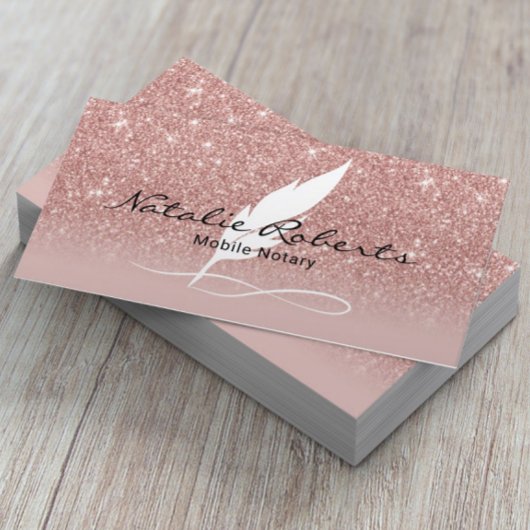 Mobile Notary Signing Agent Rose Gold Quill 名刺