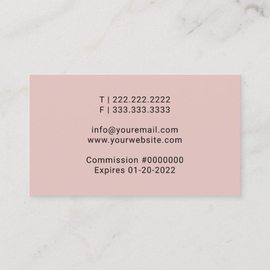 Mobile Notary Signing Agent Rose Gold Quill 名刺 (裏面)