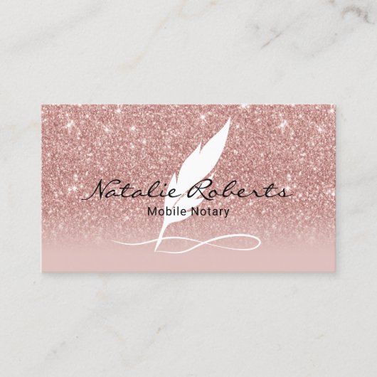 Mobile Notary Signing Agent Rose Gold Quill 名刺 (正面)
