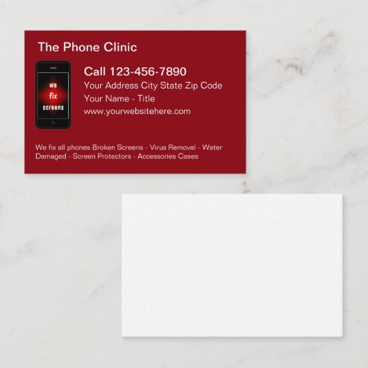 Mobile Phone Repair Modern Business Card 名刺 (正面/裏面)