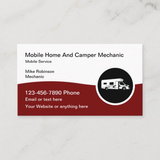 Mobile RV And Camper Repair Mechanic 名刺 (正面)