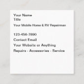 Mobile RV Motorhome Repair Mechanic スクエア名刺 (裏面)