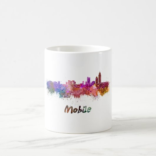 Mobile skyline in watercolor コーヒーマグカップ (中央)