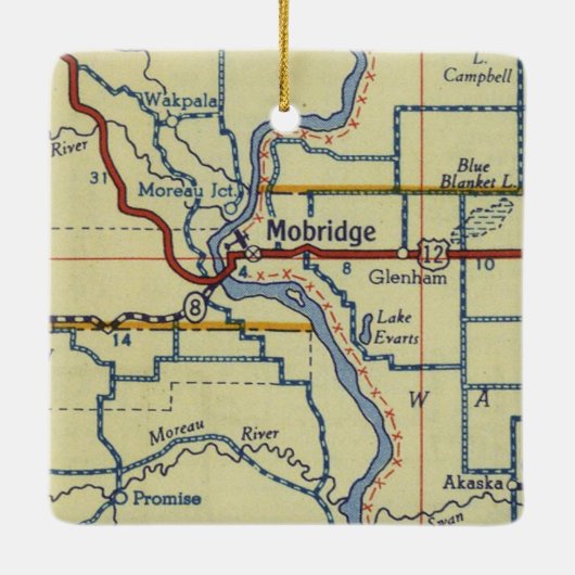 Mobridge SDヴィンテージマップ セラミックオーナメント (裏面)