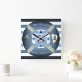 Mobyディックの~ Pequodの~のハーマン・メルヴィルの~Lifesaver スクエア壁時計 (ホーム)