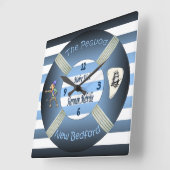 Mobyディックの~ Pequodの~のハーマン・メルヴィルの~Lifesaver スクエア壁時計 (傾斜)