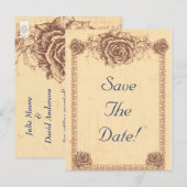 Moccasinヴィンテージバラ日付の保存 案内ポストカード (正面/裏面)