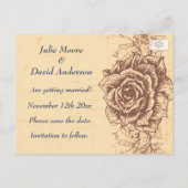 Moccasinヴィンテージバラ日付の保存 案内ポストカード (裏面)