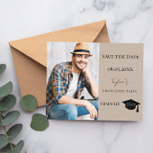 Mocha beige Graduation Party Save the Date card