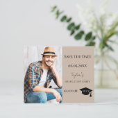 Mocha beige Graduation Party Save the Date card (スタンド正面)