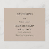 Mocha beige Graduation Party Save the Date card (裏面)