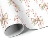 Mocha Bow Pink Candy Cane Christmas ラッピングペーパー (ロールコーナー)