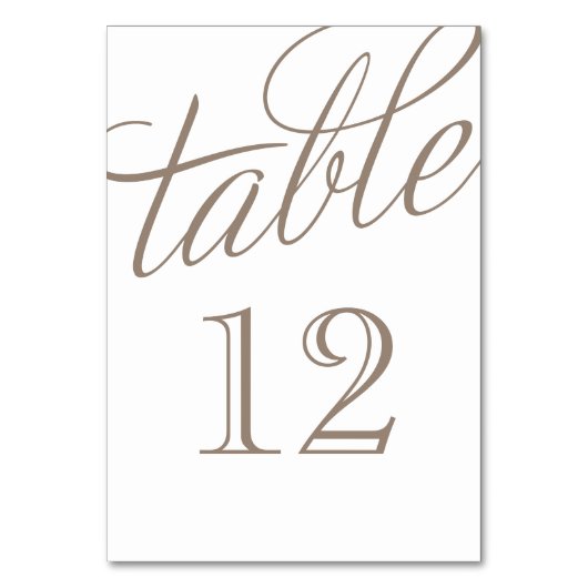 Mocha BrownおよびWhiteスクリプトのテーブエレガントル番号 テーブルナンバー (裏面)