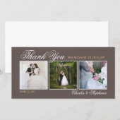 Mocha Brownフォトカ結婚ードでお礼を言う サンキューカード (正面/裏面)