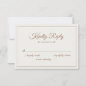 Mocha Brown結婚の親切なモダン返事 出欠カード (正面)