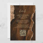 Mocha Brown Agate Gold Script QR Code Wedding 招待状 (裏面)