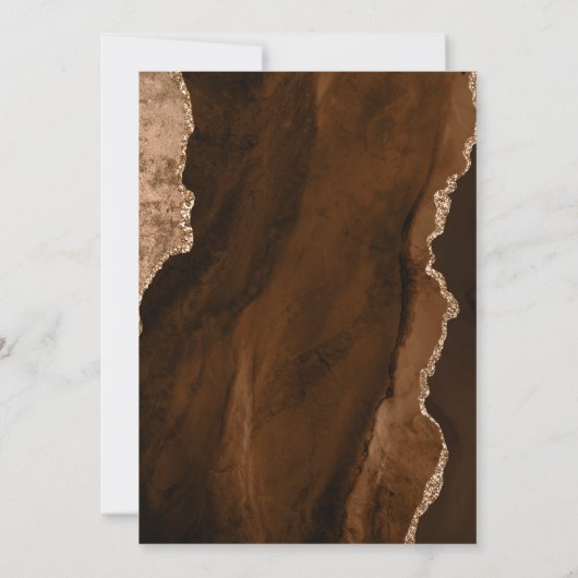 Mocha Brown Agate Script Wedding Save the Date 招待状 (裏面)