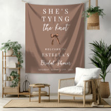 Mocha Brown Bow Bridal Shower Fabric Welcome Sign