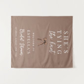 Mocha Brown Bow Bridal Shower Fabric Welcome Sign タペストリー (正面(横))