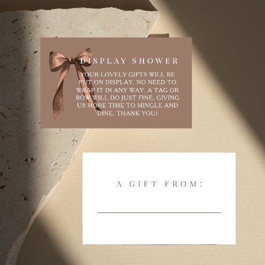 Mocha Brown Bow No Gift Wrap Display Bridal Shower エンクロージャーカード