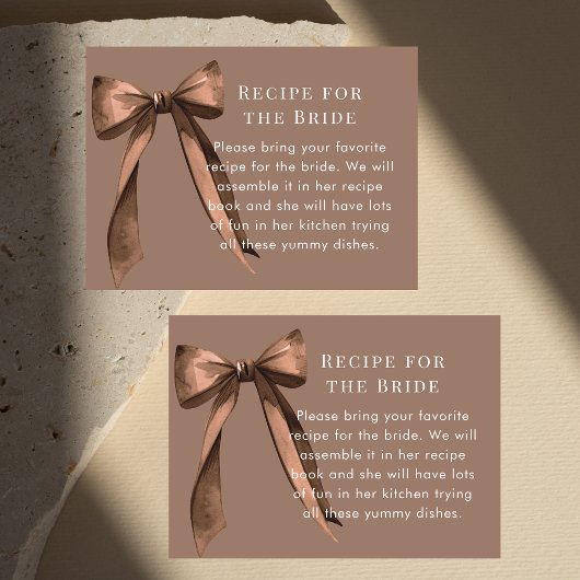Mocha Brown Bow Recipe Request Bridal Shower エンクロージャーカード