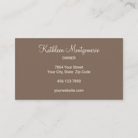 Mocha Brown Cream Script Photo Lashes and Brows 名刺 (裏面)