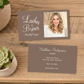 Mocha Brown Cream Script Photo Lashes and Brows 名刺