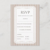 Mocha Brown French Stripe Lace Wedding RSVP エンクロージャーカード (正面)