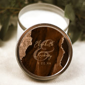 Mocha Brown Gold Agate Script Wedding ラウンドシール